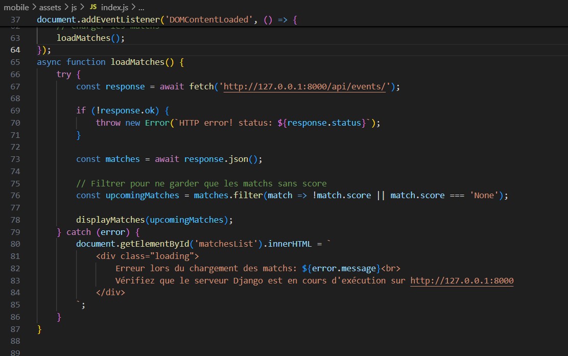 Extrait de code du projet JO Ticket