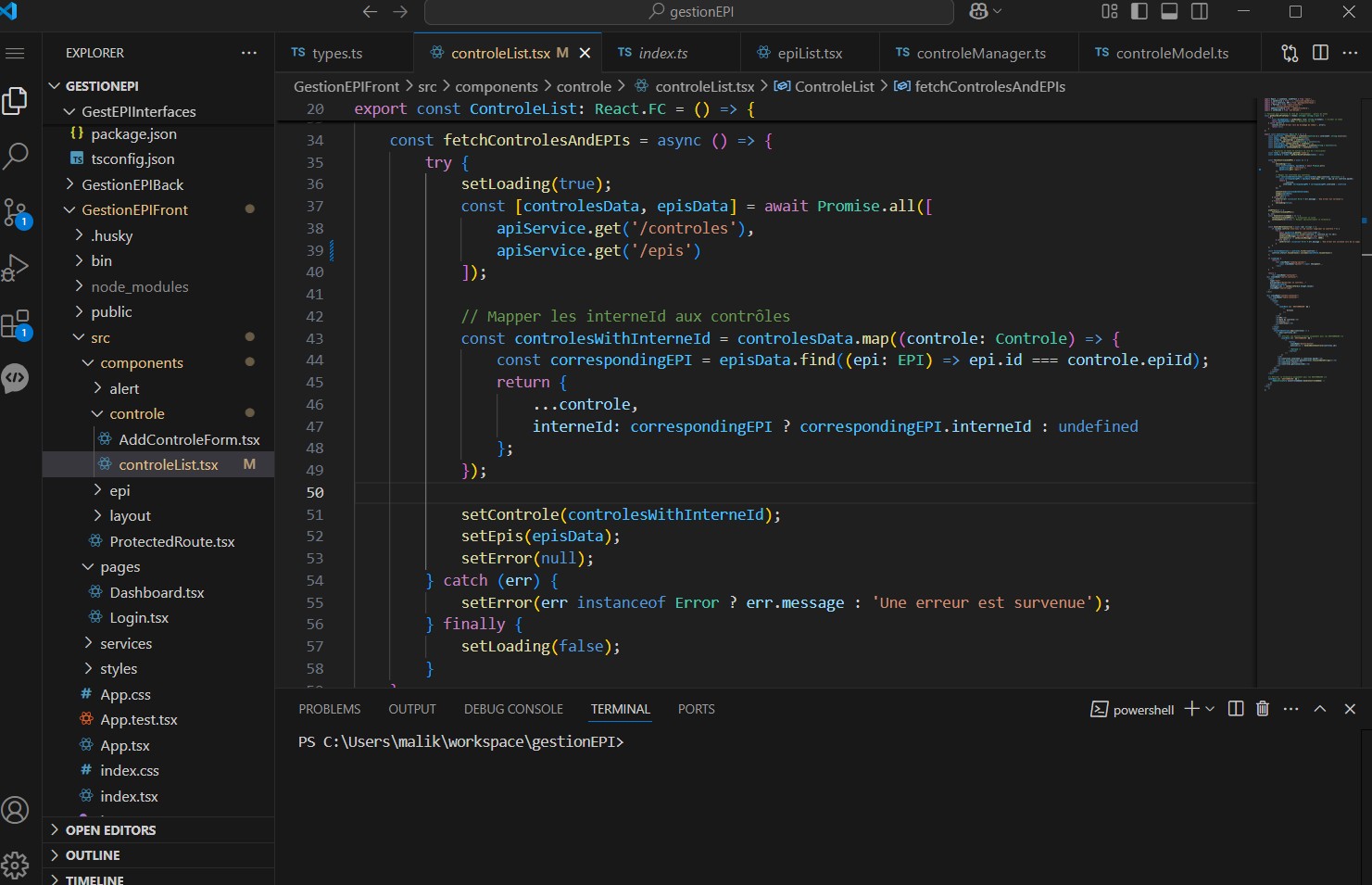 Extrait de code d'un appel API (RailtechRH)