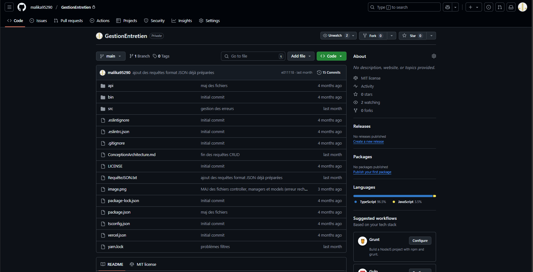 Github Gestion Entretien
