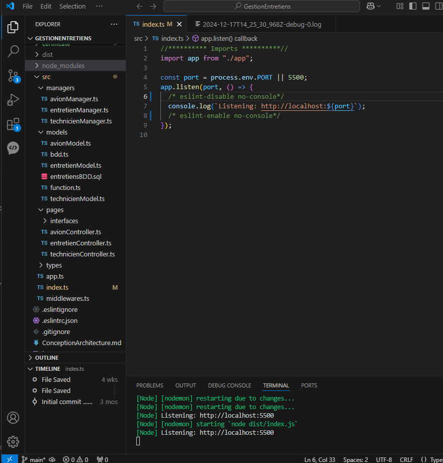 Node JS Gestion Entretien